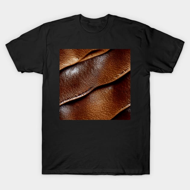 Brown Imitation leather stripes, natural and ecological leather print #26 T-Shirt by Endless-Designs